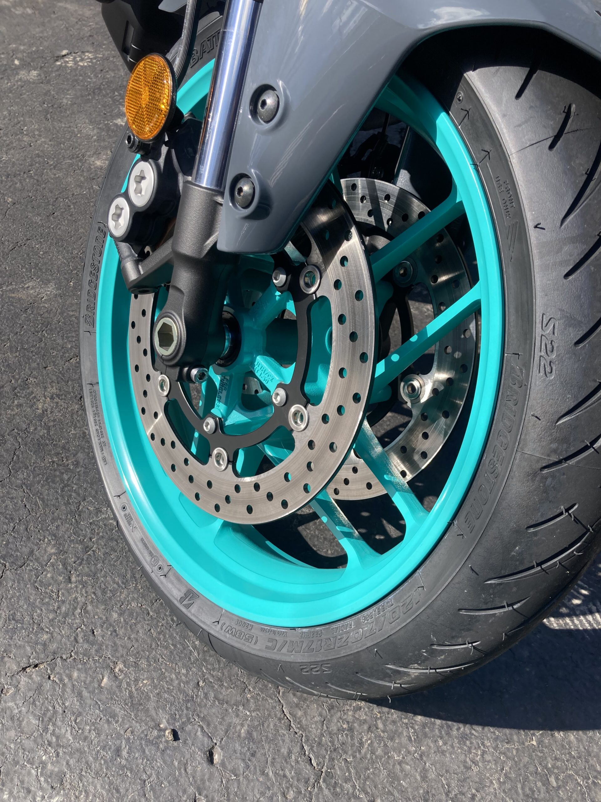 motorcycle detailing wheel clean close up